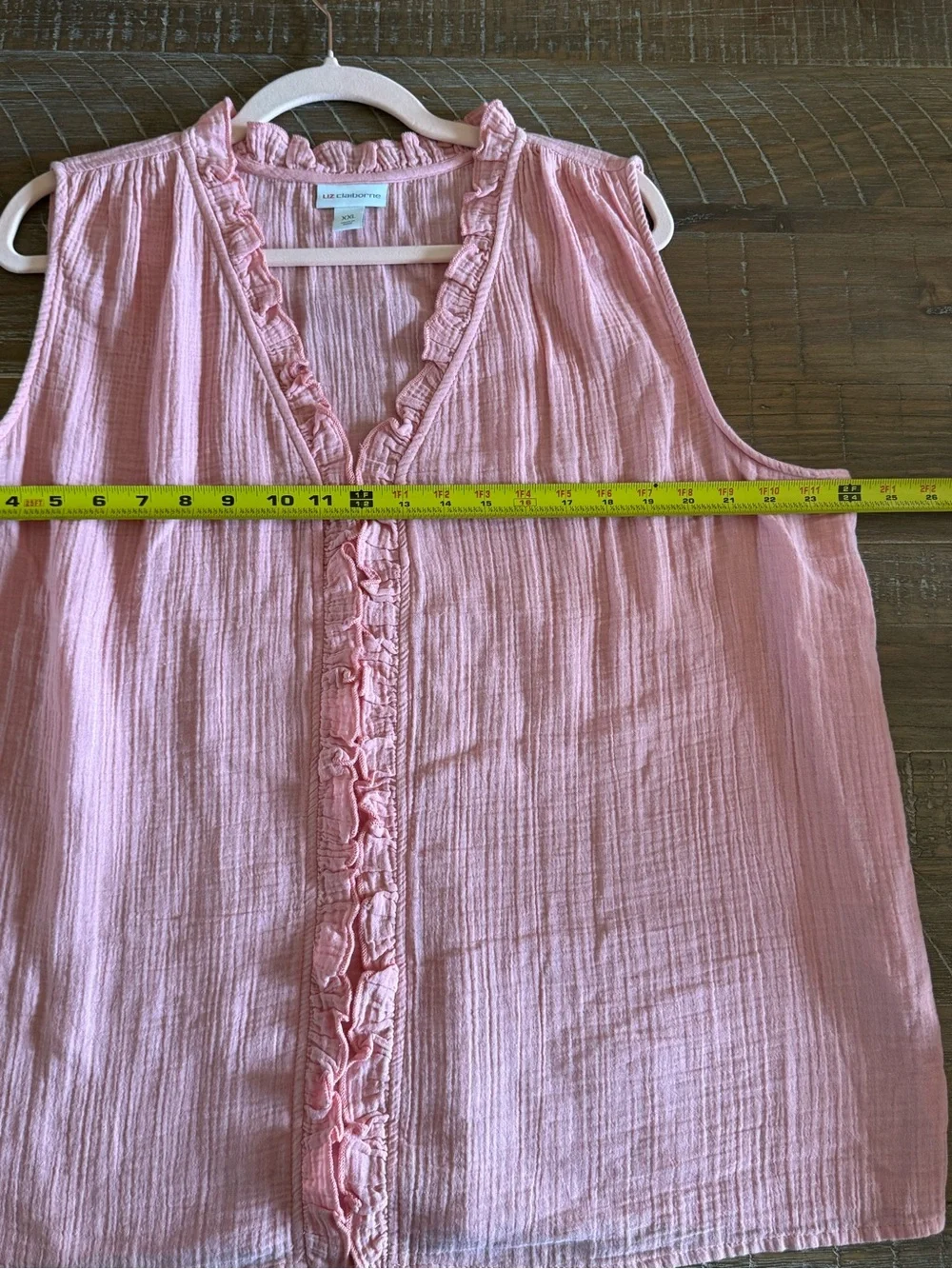 Liz Claiborne Soft Pink Ruffle V-Neck Sleeveless Blouse 2X